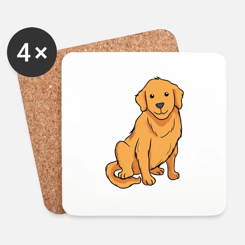 Golden Retriever - Untersetzer (4er-Set) - Weiß