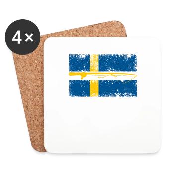 Pêcheur de drapeau de la Suède et pêcheur suédois - Dessous de verre (lot de 4) - blanc - Devant