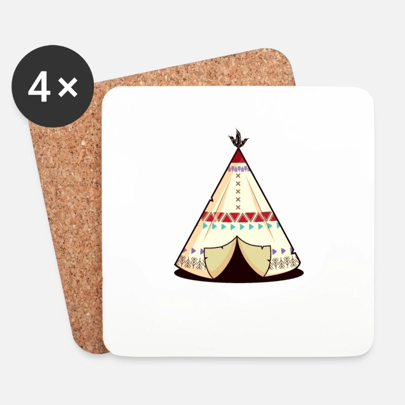TEEPEE Indianer Zelt - Untersetzer (4er-Set) - Weiß