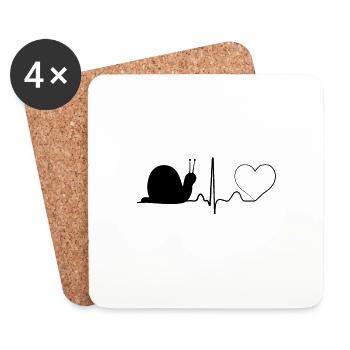 Snail love is heart thing - heart for snails - Coasters (set of 4) - white - Front