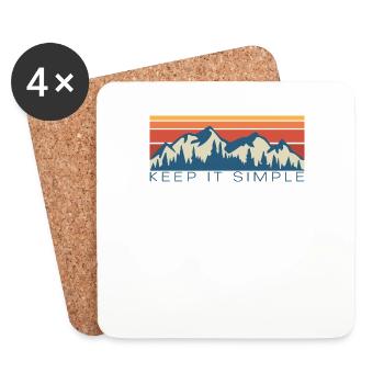 Montagnes rétro vintage - Dessous de verre (lot de 4) - blanc - Devant