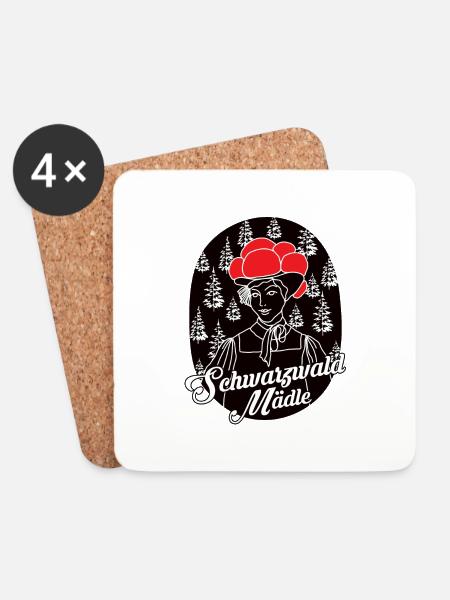 Schwarzwald - Mädle - Untersetzer (4er-Set) - Weiß