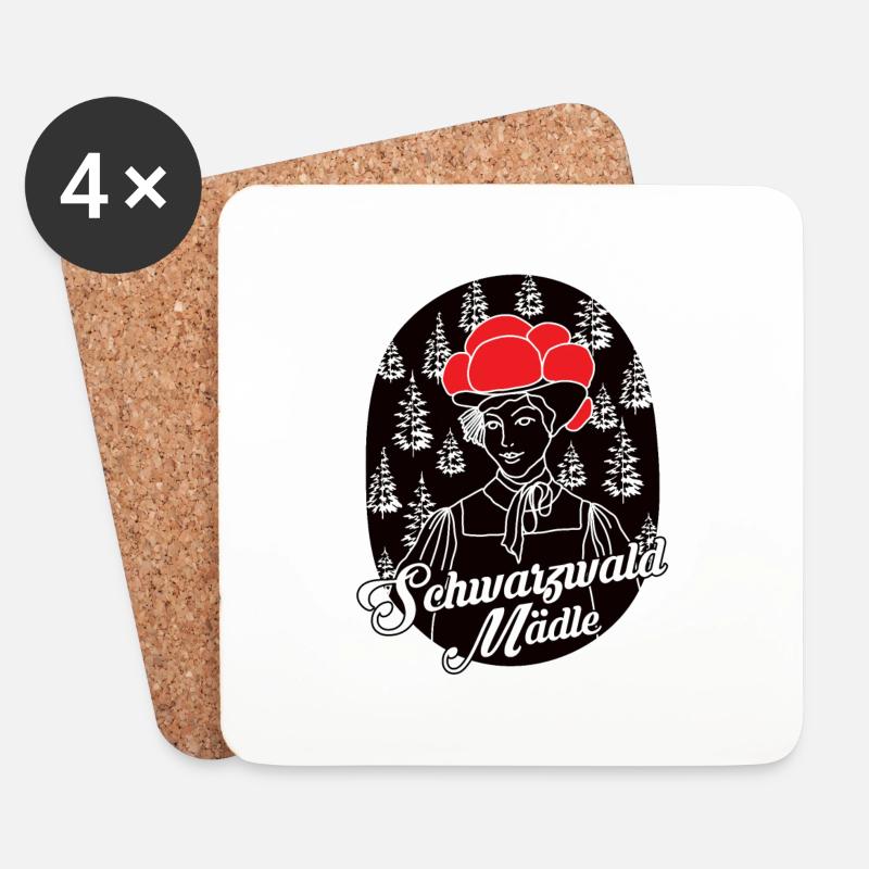 Schwarzwald - Mädle - Untersetzer (4er-Set) - Weiß