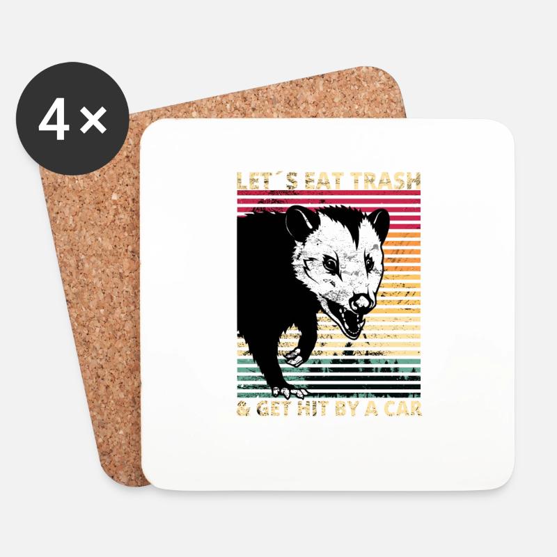 Let's Eat Trash & Get Hit By A Car Opossum Vintage - Untersetzer (4er-Set) - Weiß