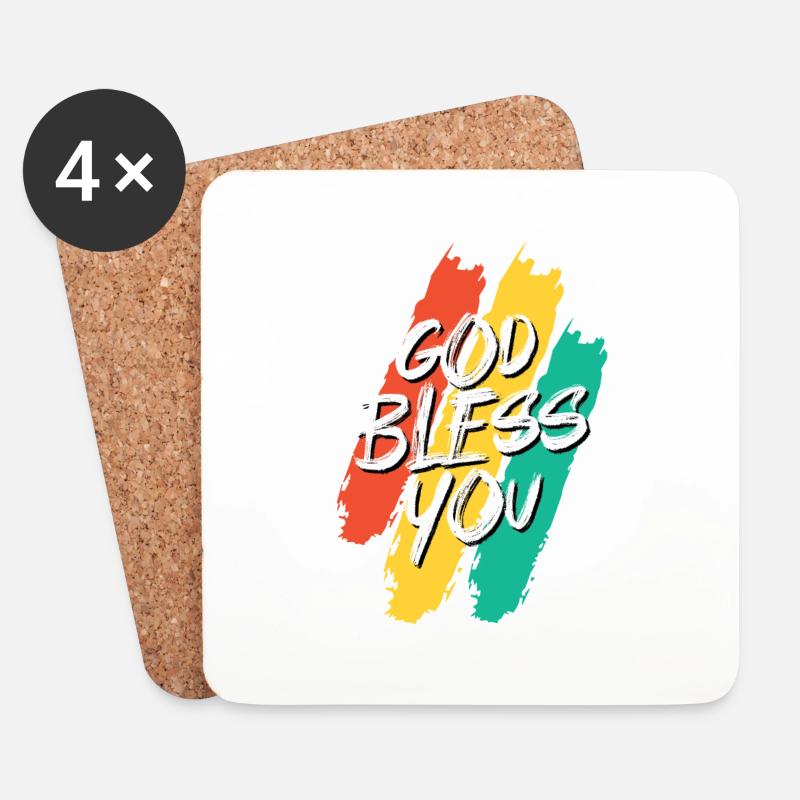 God bless you Gott segne dich - Untersetzer (4er-Set) - Weiß