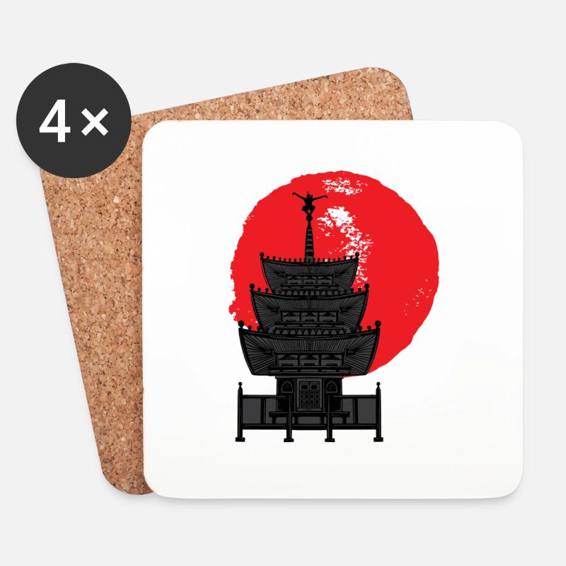 Japan Tempel Sonne - Untersetzer (4er-Set) - Weiß