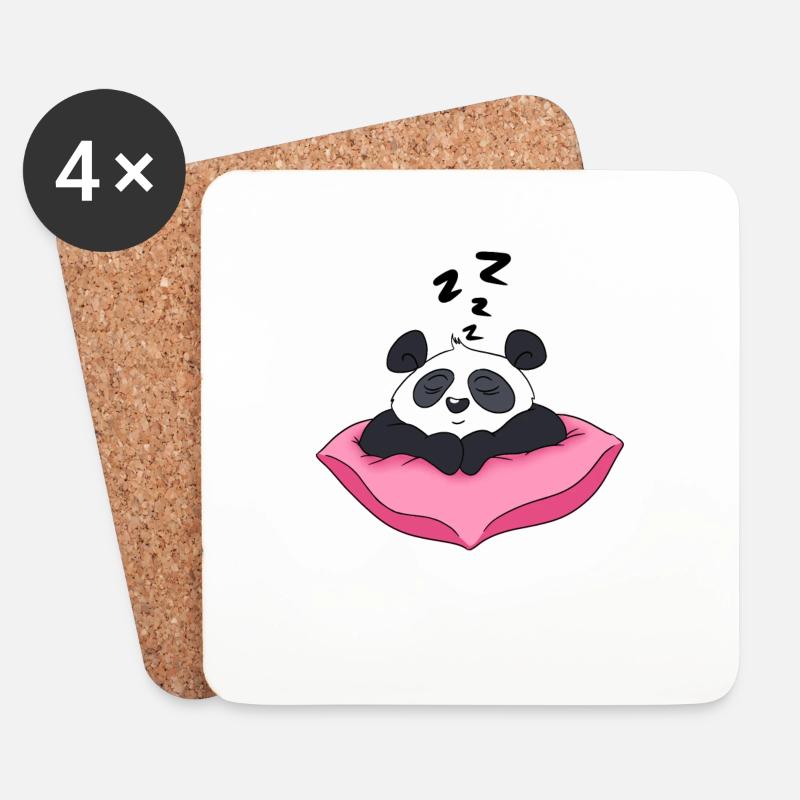 Schlafender Panda - Untersetzer (4er-Set) - Weiß