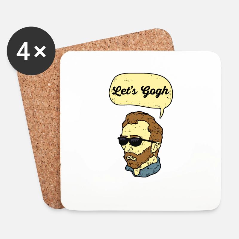 Let's Gogh Van Gogh - Untersetzer (4er-Set) - Weiß