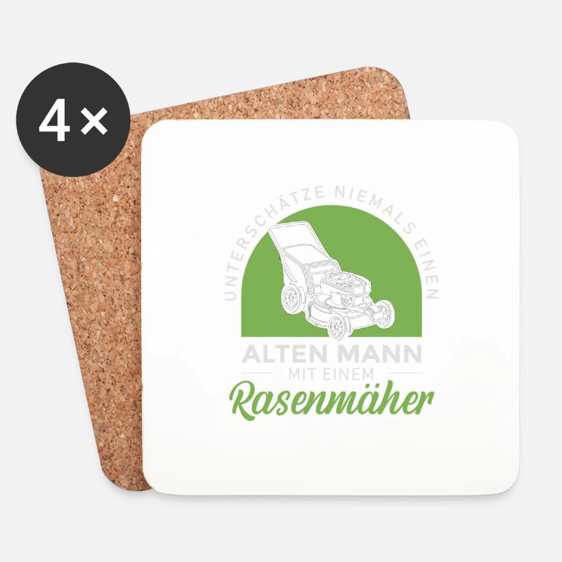 Rasenflüsterer Hobbygärtner Platzwart Greenkeeper - Untersetzer (4er-Set) - Weiß