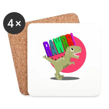Dino Saurian Rex Rawr - Dessous de verre (lot de 4) - blanc - Devant