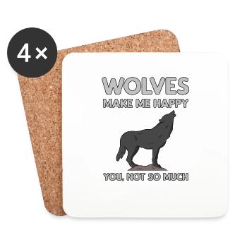 Wolves Make Me Happy Wolf - Coasters (set of 4) - white - Front