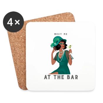 Art Deco - meet me at the bar - Coasters (set of 4) - white - Front