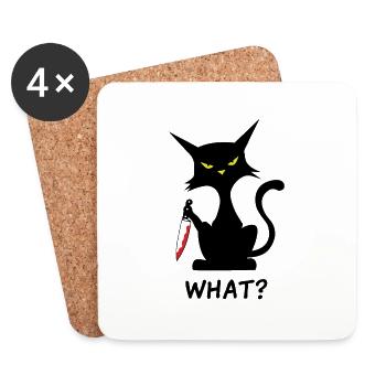 Katze Schwarze Katze katzen geschenk Hauskatze - Untersetzer (4er-Set) - Weiß - Vorne