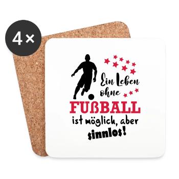 Leben ohne Fussball - Untersetzer (4er-Set) - Weiß - Vorne