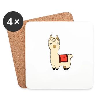 Alpaga lama alpaga chameau animal doux duveteux - Dessous de verre (lot de 4) - blanc - Devant