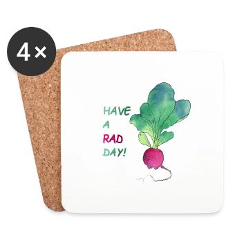 Have a rad day - radis - bleu - Dessous de verre (lot de 4) - blanc - Devant