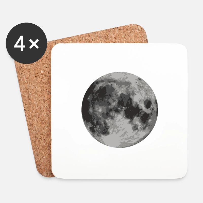 Nur der Mond - Untersetzer (4er-Set) - Weiß