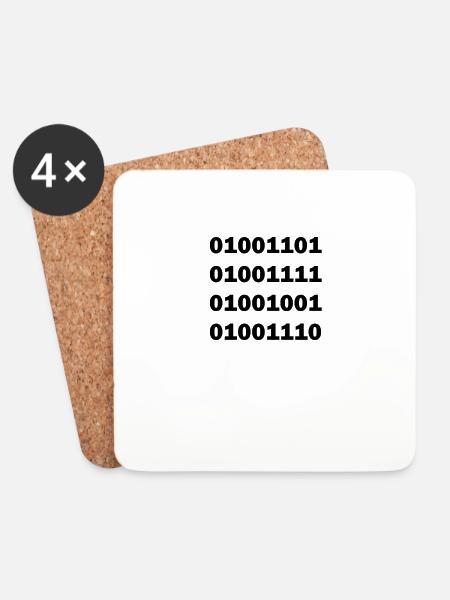 Binär Code MOIN - Untersetzer (4er-Set) - Weiß