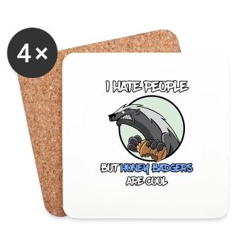 I Hate People Honey Badger Honigdachs - Untersetzer (4er-Set) - Weiß - Vorne
