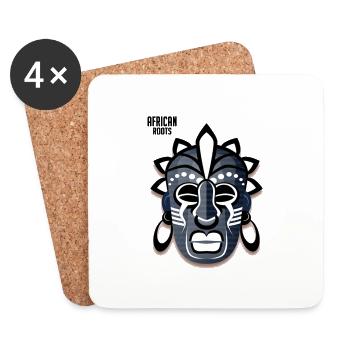 Masque africain, j'ai des racines africaines, Afrique - Dessous de verre (lot de 4) - blanc - Devant