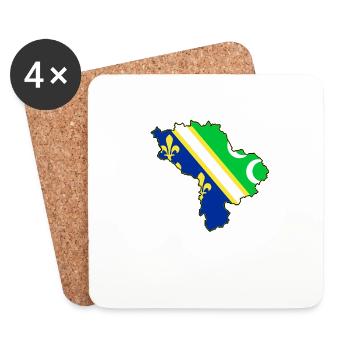 Carte Sandzak, drapeau Sandzak, Sandzak - Dessous de verre (lot de 4) - blanc - Devant