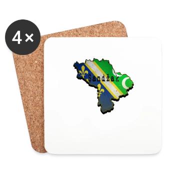 Sandzak Map, Sandzak Flag, Sandzak - Untersetzer (4er-Set) - Weiß - Vorne