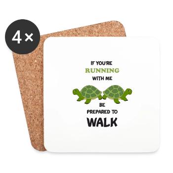 Running Funny Run Turtle Marathon Runner Gift - Coasters (set of 4) - white - Front