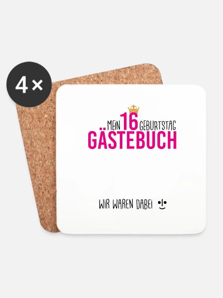 Gästebuch Shirt für 16. Geburtstag - Untersetzer (4er-Set) - Weiß