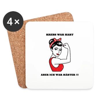 Krebs Kampfansage Motivation Geschenk Tshirt - Untersetzer (4er-Set) - Weiß - Vorne