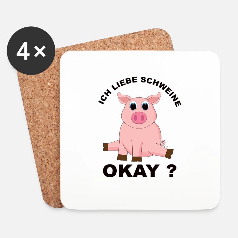 Schweine - Untersetzer (4er-Set) - Weiß