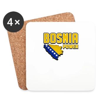 Bosnia Power, Bosnian Map, Bosna, Bosnia Flag - Coasters (set of 4) - white - Front