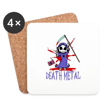 Death Metal Sensenmann Humor Cartoon Fan - Dessous de verre (lot de 4) - blanc - Devant
