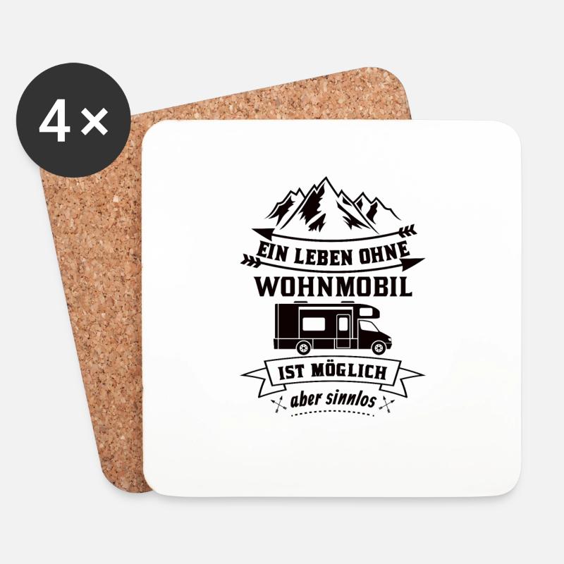 Camping Wohnmobil Hobby Geschenk - Untersetzer (4er-Set) - Weiß