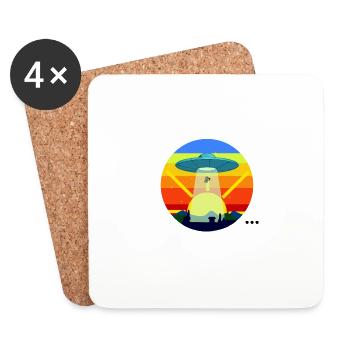 Ufo Stealing Coffee - Coasters (set of 4) - white - Front