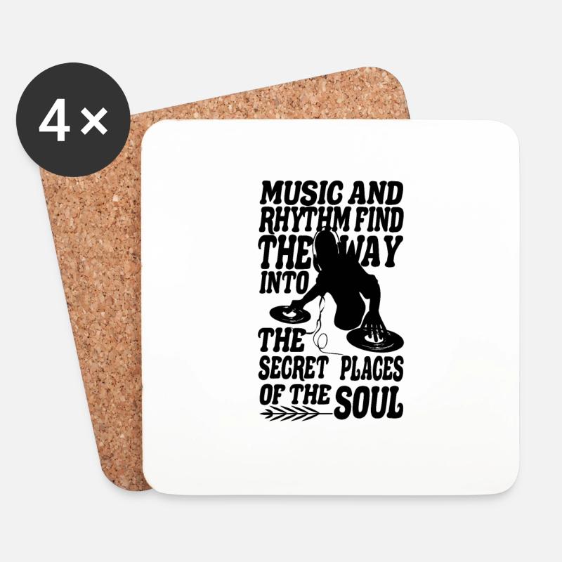 cooles Dj Geschenk music and rhythm - Untersetzer (4er-Set) - Weiß