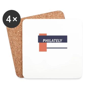 Philatéliste collectionneur de timbres - Dessous de verre (lot de 4) - blanc - Devant