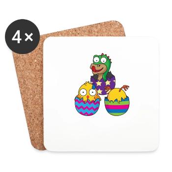 Easter eggs Easter surprise chick Easter - Coasters (set of 4) - white - Front