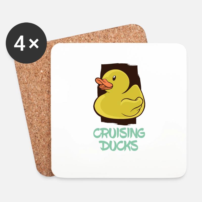 Cruising Ducks Lustig Reisen Gummiente - Untersetzer (4er-Set) - Weiß