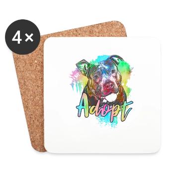 Pitbull Rescue - Adoptieren Sie nicht einkaufen - Untersetzer (4er-Set) - Weiß - Vorne