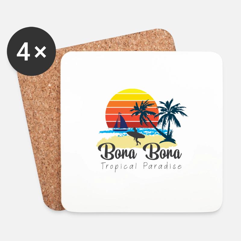Bora Bora - Sommerurlaub Malediven Reiseziel Gesch - Untersetzer (4er-Set) - Weiß