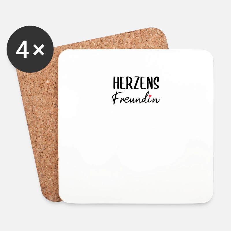 Herzens Freundin. Beste Freundin Freundschaft - Untersetzer (4er-Set) - Weiß