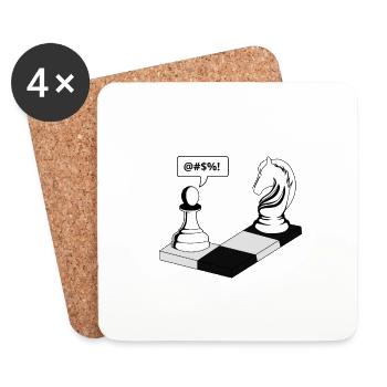 Chess - Joueur d'échecs mignon Grand Master Street - Dessous de verre (lot de 4) - blanc - Devant
