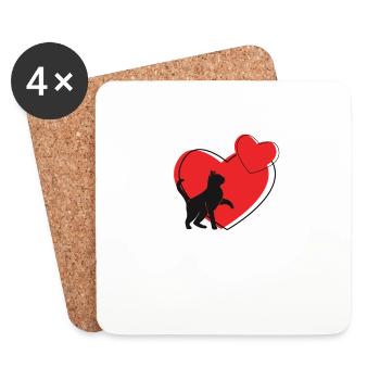 chat - Dessous de verre (lot de 4) - blanc - Devant