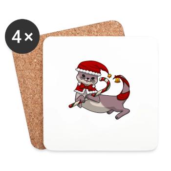 Loutre de Noël - Dessous de verre (lot de 4) - blanc - Devant