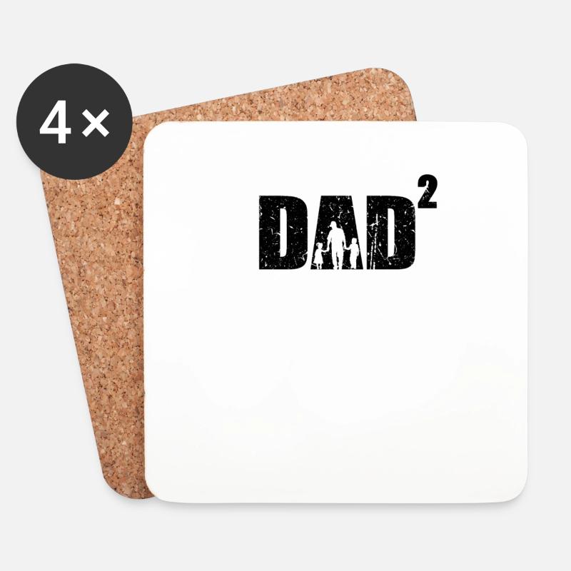 Dad hoch 2 Geburt Geschenk Vater zweifacher Papa - Untersetzer (4er-Set) - Weiß