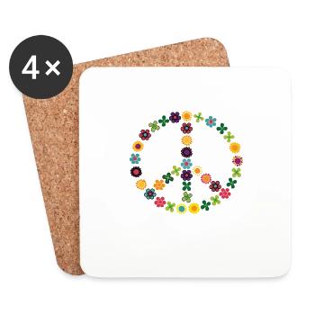 Peace Love Peace Freedom Flowers Ladies Gift - Coasters (set of 4) - white - Front