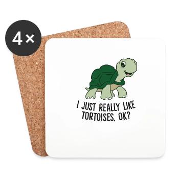 I Just Really Like Tortoises Ok Cute Tortoise - Coasters (set of 4) - white - Front