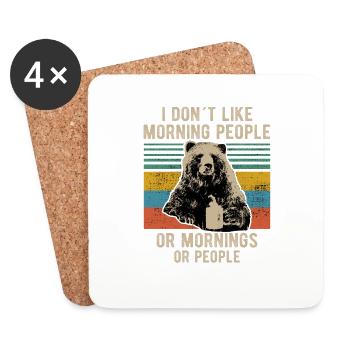 i hate morning people or mornings bear coffee - Coasters (set of 4) - white - Front