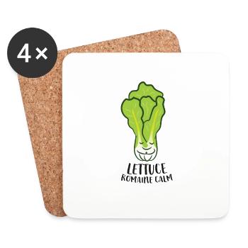 Lettuce Romaine Calm Cute Lettuce Vegan - Coasters (set of 4) - white - Front