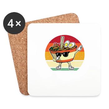 Lustiges Tupfen Ramen Nudel Shirt - Ramen Nudeln - Untersetzer (4er-Set) - Weiß - Vorne